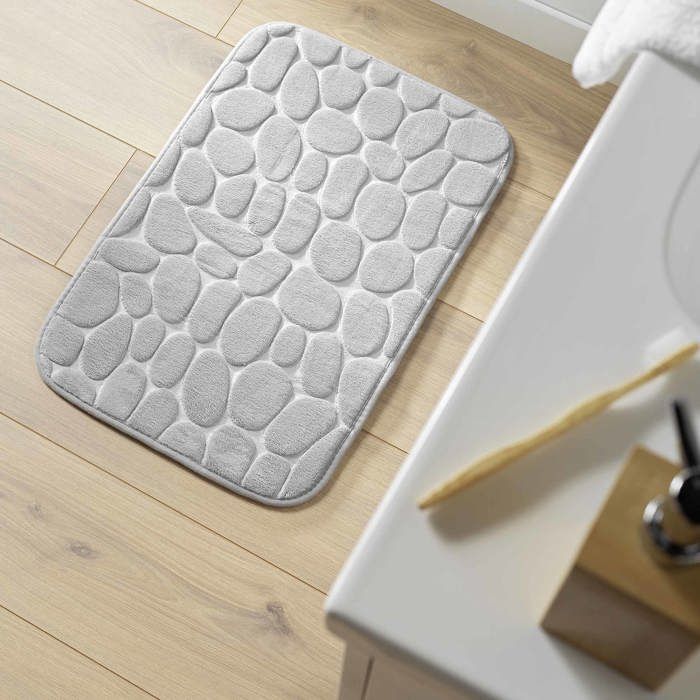 Tapis de bain - Ricochet - 50 x 80 cm - Gris - 100% Polyester Microfibre - Doux au toucher