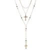 Cross Necklace Multilayer Geometric Pendant With Rhinestones For Women
