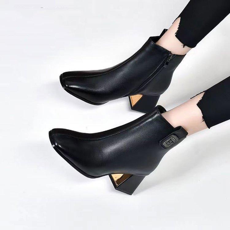 Женские ботинки Мартина на толстом каблуке, короткие ботинки из мягкой кожи, зимние, на высоком каблуке, черные, на среднем каблуке, кожаные туфли для мамы, иностранный стиль