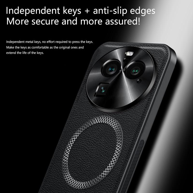 For Oppo Find X6 Pro Case Magnetic Elegant Leather Wear-Resistant Lens Fully Covered Non-Slip Grip Edge Cover Shell