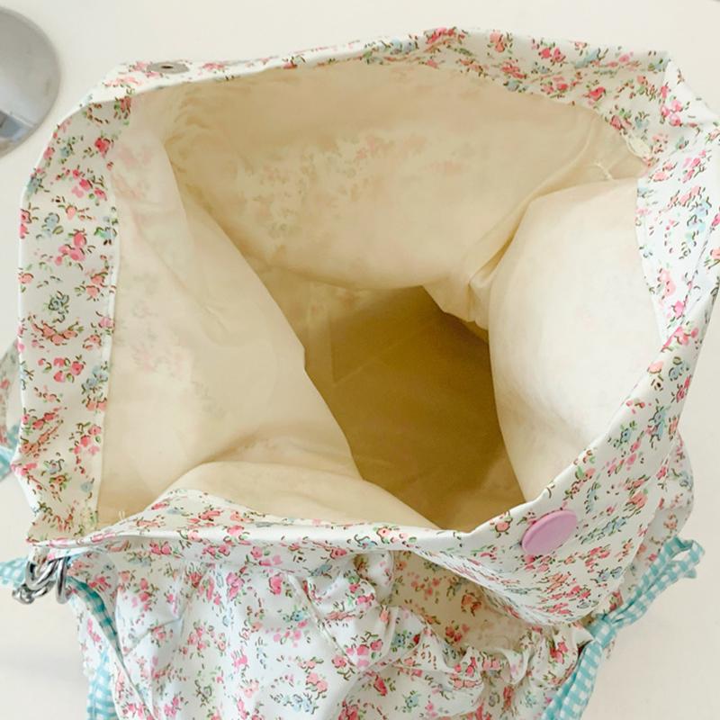 Women's Floral Print Crossbody Shoulder Bag Fashion Washable Fabric Pink Flowers Small Backpack for Casual & Special Occasions CLE