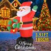 5.91FT Yard Party Decoration Inflatable Santa Claus Wreath Toys LED Light Xmas Home Ornament Supplies Christmas Holiday Gifts