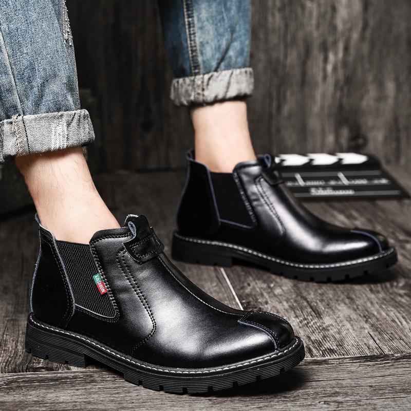 Fashion Retro Trends British Style Men Business Ankle Boots High Top Genuine Leather Casual Chelsea Boot Office Work Loafers Party Shoes