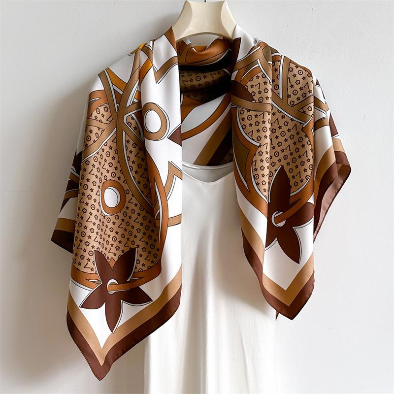 2024 Новый роскошный модный принт, шарф с лентой для волос, женский шейный галстук-мешок, шарф, атласный шелковый узкий платок, женский платок с цветочным принтом