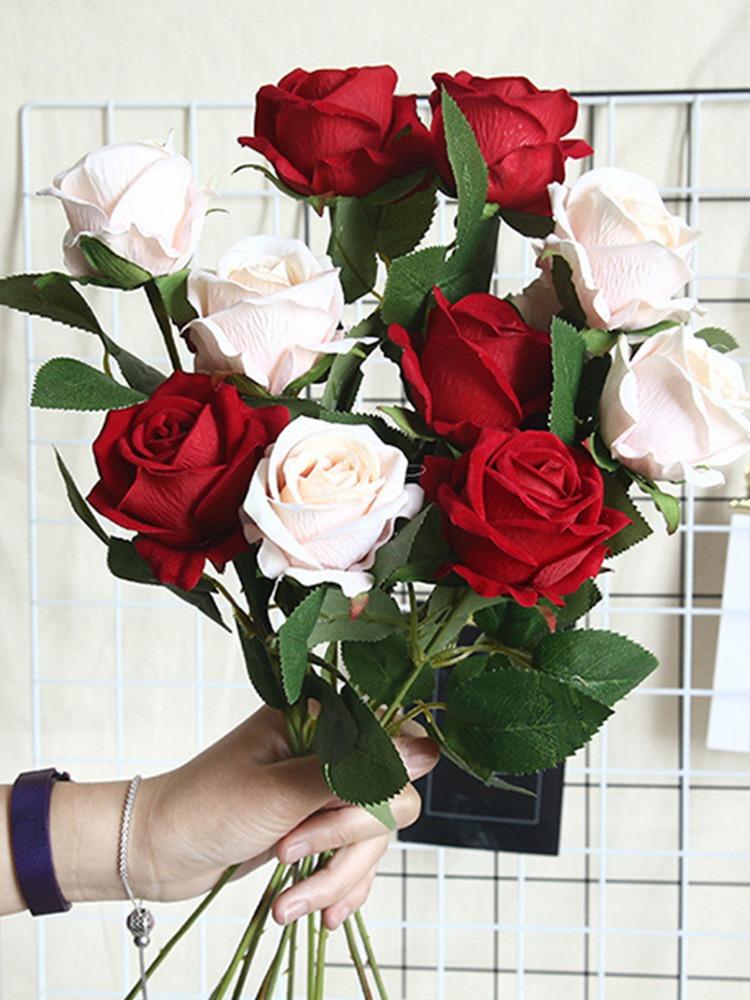 5 шт. искусственные цветы шелковая роза длинный стебель букет для свадьбы украшения дома искусственные цветы DIY венок поставки аксессуары