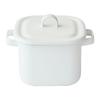 365methods Square Enamel Multipot Storage Container Small Pot IH Gas Fire Compatible with Lid White