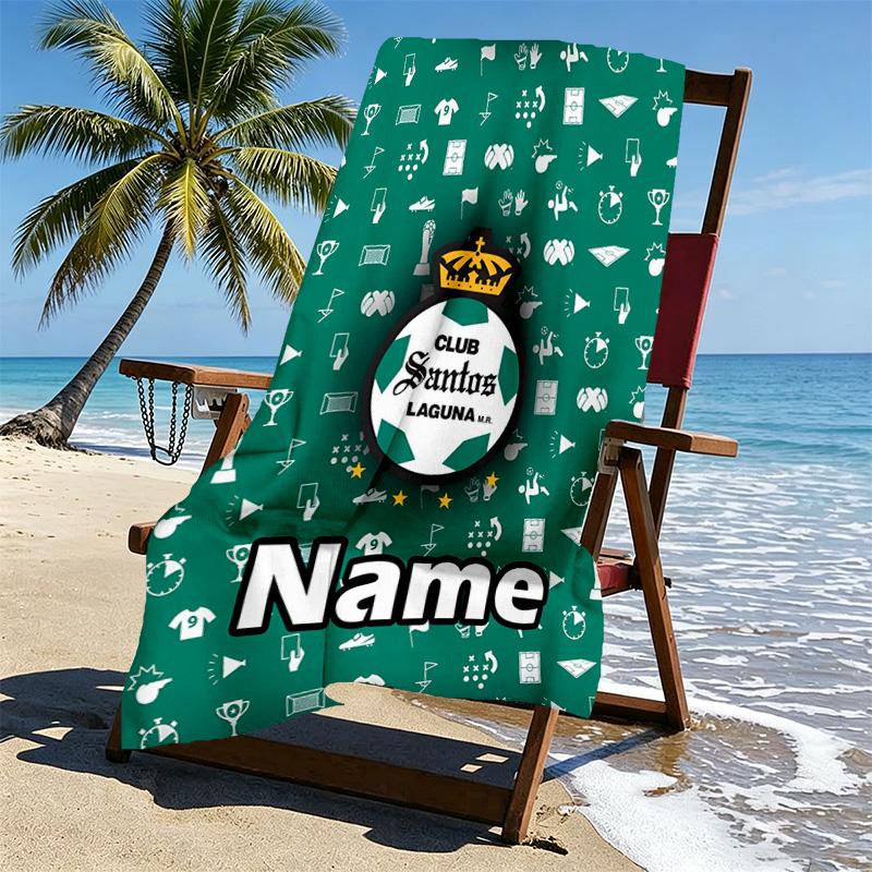 Custom Name Personalized Club Santos Laguna Print Beach Towel, for Trip Camping Beach Party Home Decor, Birthday Gift for Family & Friends