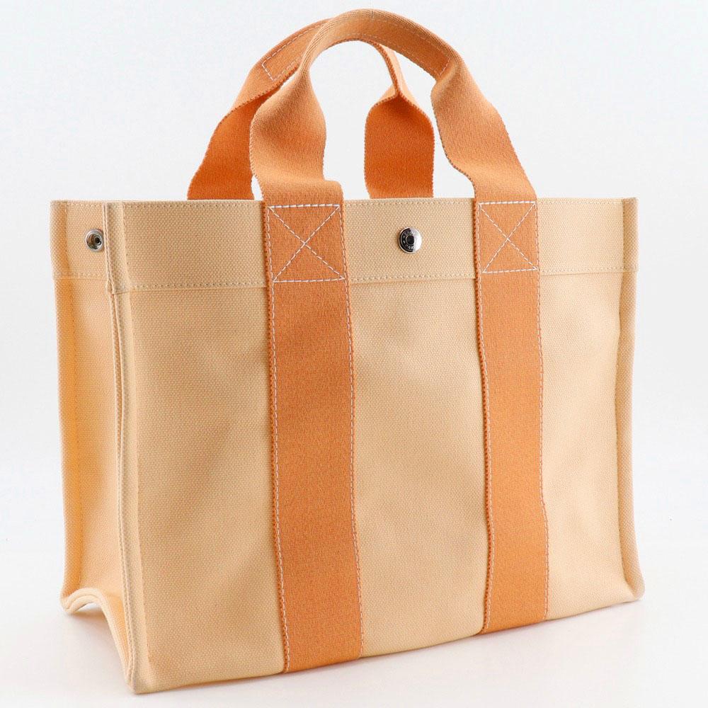 HERMES Bora Bora PM Handbag Orange canvas Women Used