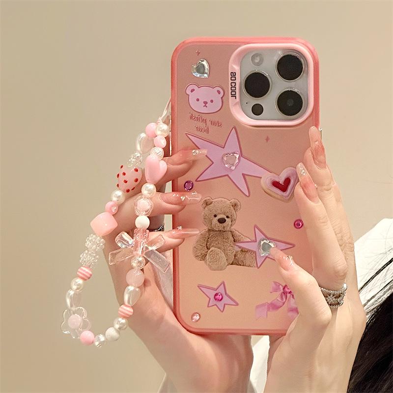 Матовый лазерный чехол Zhitai для iPhone 15/14 Pro Max с браслетом, совместимый с сериями 12/13/16