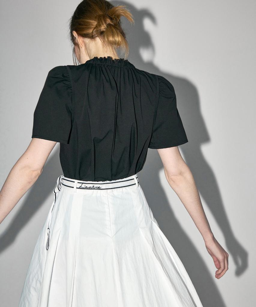 LAUTREDE MIN Jane Puff Black Summer Blouse