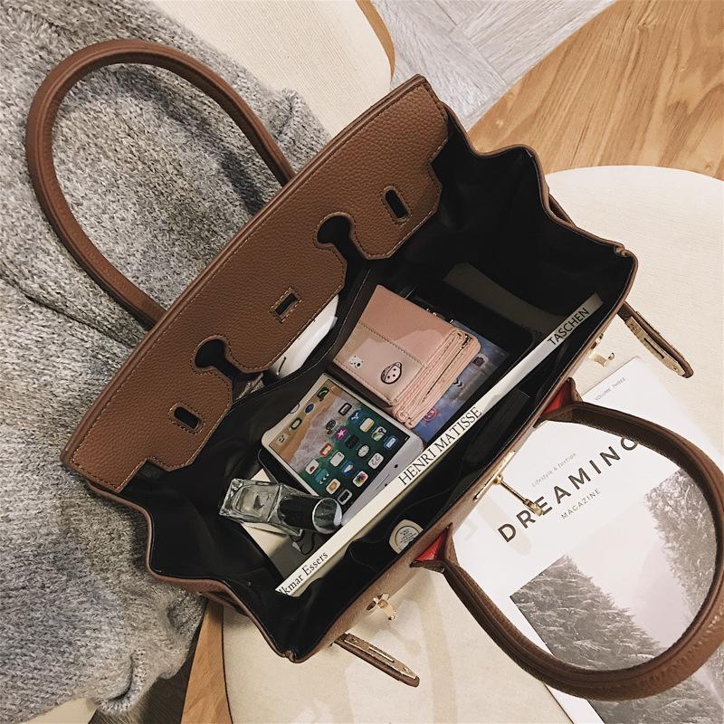 Women Bags Fashion Lychee Pattern Platinum Bag Hand Shoulder Diagonal Female Bag