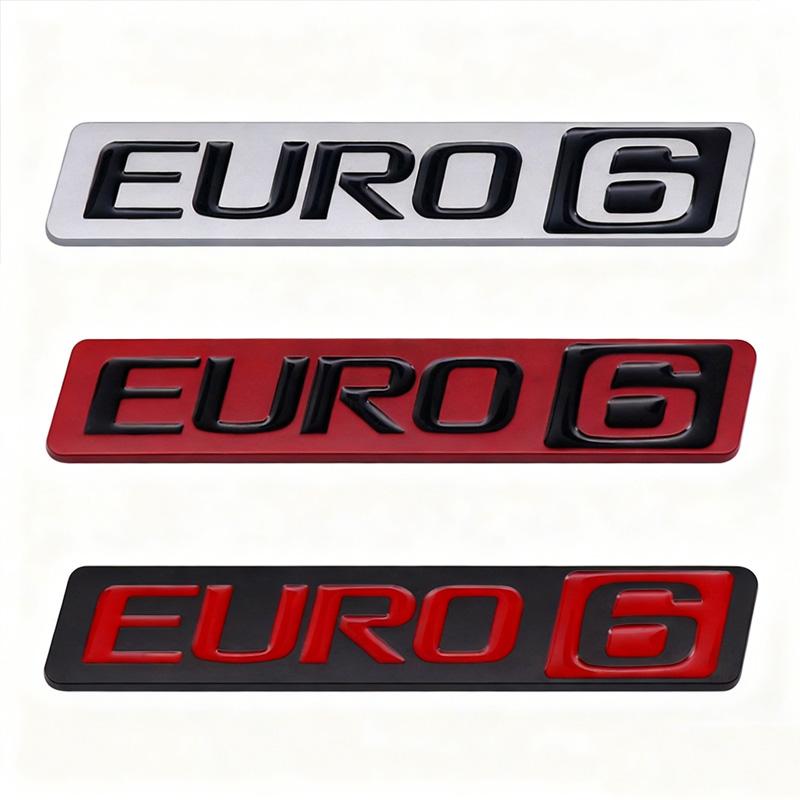 3D Metal EURO6 Car Trunk Emission Label Sticker For Decorative Accessories