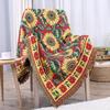 Sofa Blanket European Style Sofa Towel Red Sunflower Pattern Double-sided Three-layer Thickened Blanket