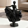 Геометрическая граненная фигурка танцовщицы, 3D-печатная черная статуэтка балерины, современная скульптура балерины для декора домашней полки стола