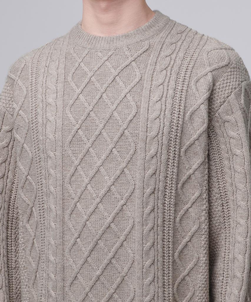 MUSINSA STANDARD Aran Cable Crew Neck Knit [Oatmeal]