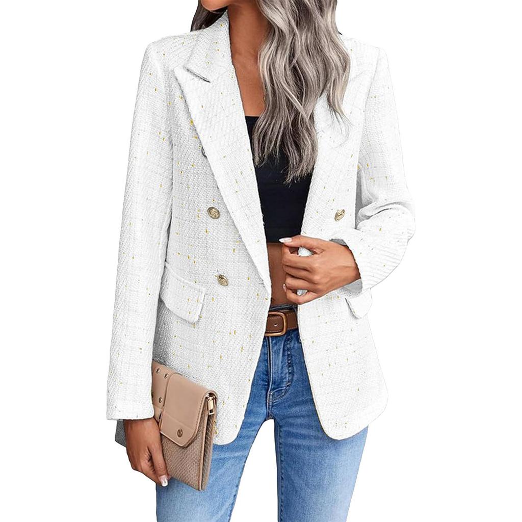 Women's Casual Loose Tweed Suit Jacket Fashionable Casual Long Sleeved Jacket Jacket