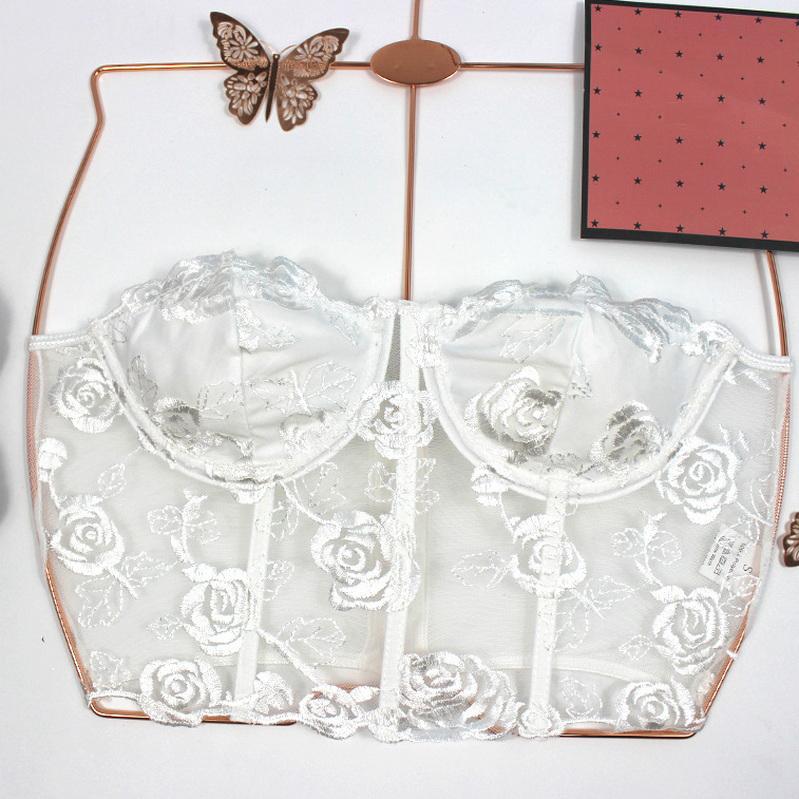 Сексуальные тонкие укороченные топы, однотонный кружевной бюстгальтер без бретелек для женщин, топ без бретелек, корсет с цветочным принтом