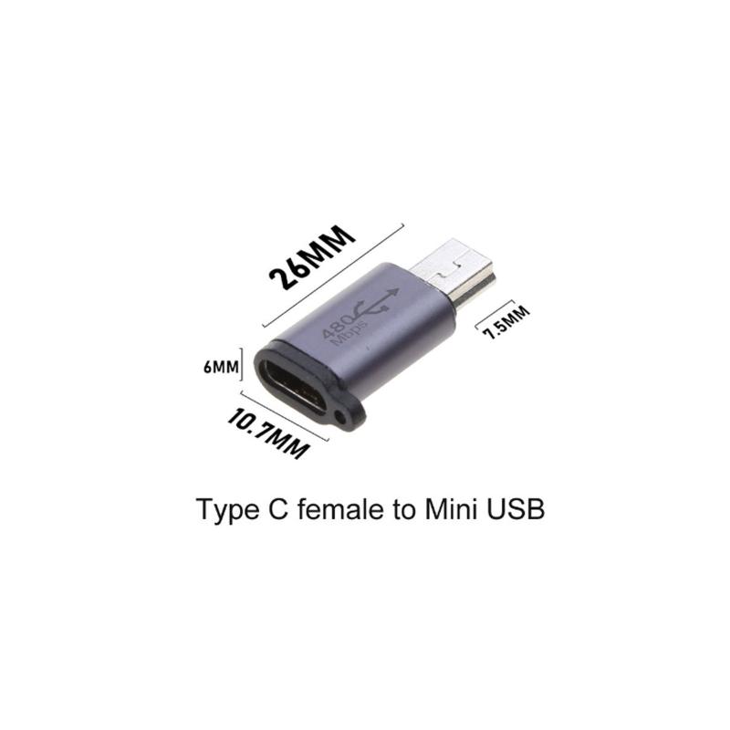 Портативный конвертер для телефона, планшета, адаптер Type-C (мама) на Mini USB (папа) со шнурком, поддержка передачи данных, зарядки