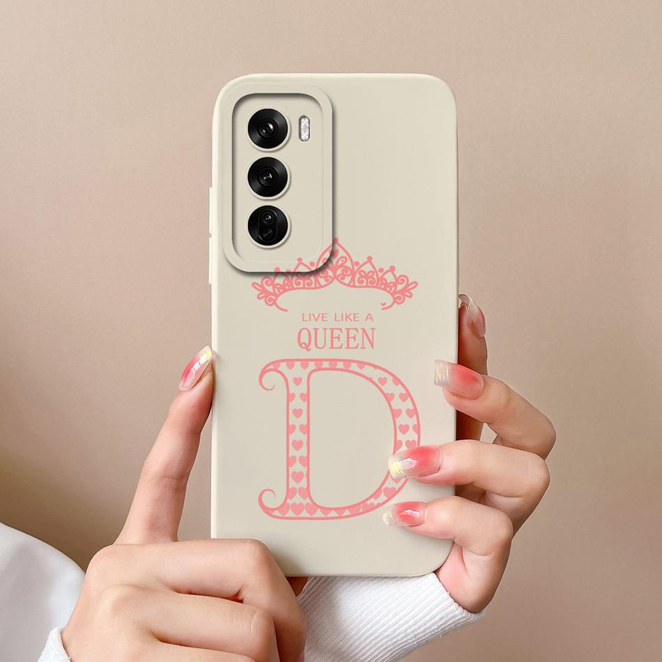 Парный чехол для Oppo Reno 12 Pro 5G Чехол Корона Буква Высококачественный Мягкий Жидкий Силикон Защитный Чехол для Oppo Reno12 Fundas