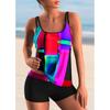 2024 Summer High Waist Bath Suit Women New Design Printing Bikini Set Sleeveless Monokini Trend Two-piece Set Tankini Bath Suit