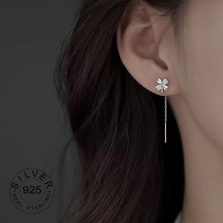 Винтажные серьги из серебра 925 пробы для женщин Модные Простые Длинные Серьги-подвески Звезда Украшения Предотвращение Аллергии Аксессуары для Вечеринки