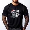 Funny T-shirt Christmas Cat Ho Ho No Sarcastic Holiday Enthusiast Graphic Tees Comfortable Printed Tshirt