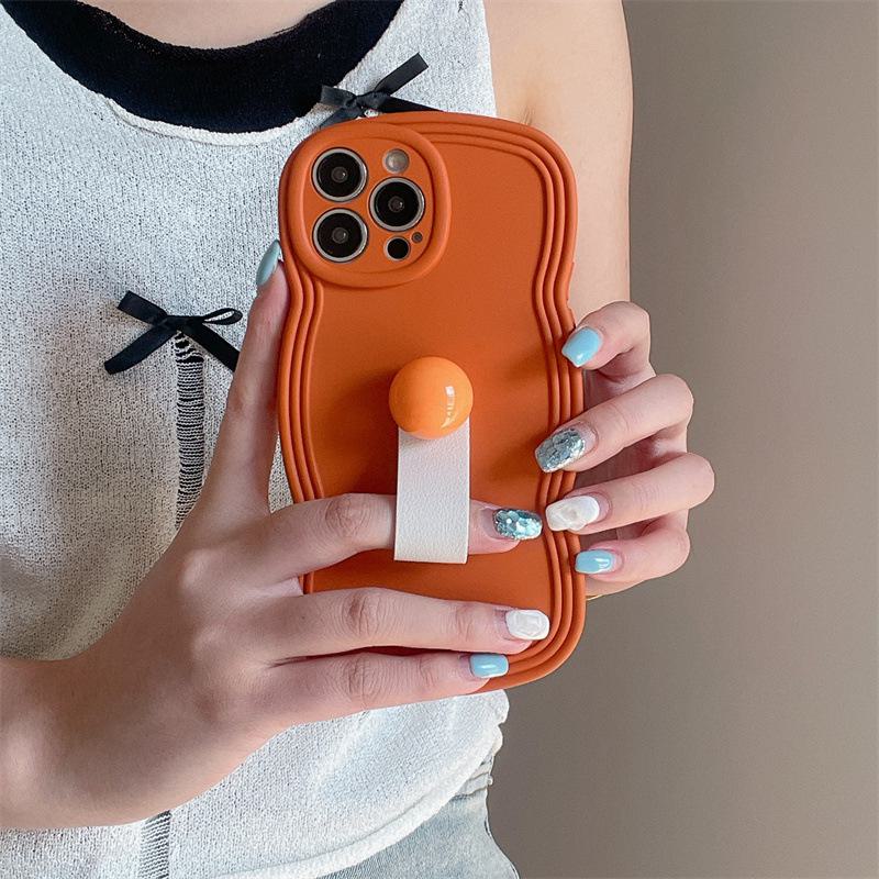 Wave X Silicone Full-Cover Anti-Fall Apple 15ProMax Phone Case with Simple Ring for Summer Joy