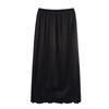 Kaslead New Women clothes Western Style Carved Hole Embroidery Flower Acetate Satin Split Elastic Waist Skirt