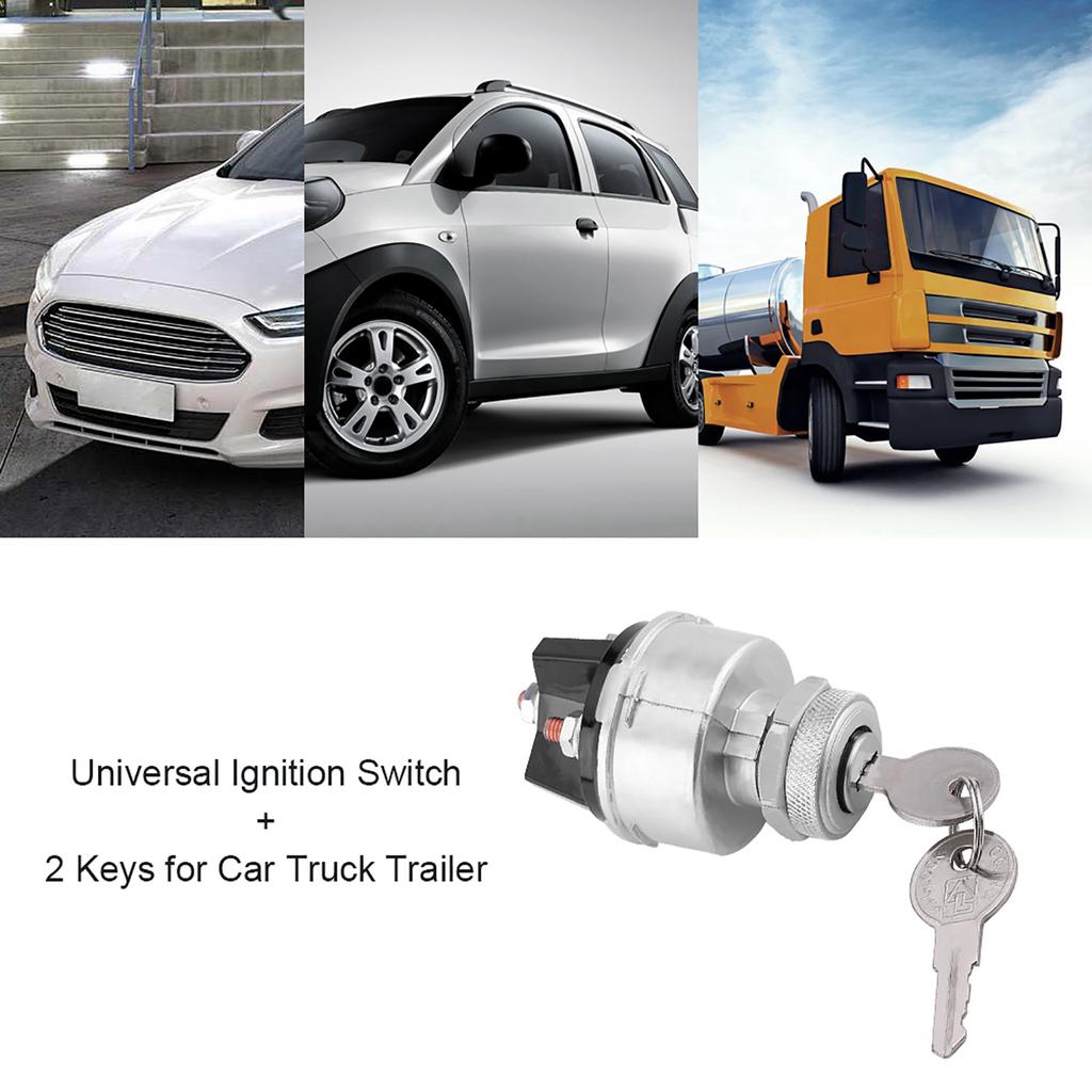 Universal Ignition Switch Assembly with 2 Keys for Car Truck Trailer