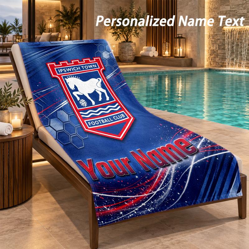 Custom Text Ipswich Town Print Beach Towel Large Towel For Home Bathroom Beach