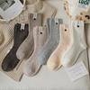 Button Label Mid-Tube Socks Middle Tube Snow Boot Socks Fashion Knitted Socks