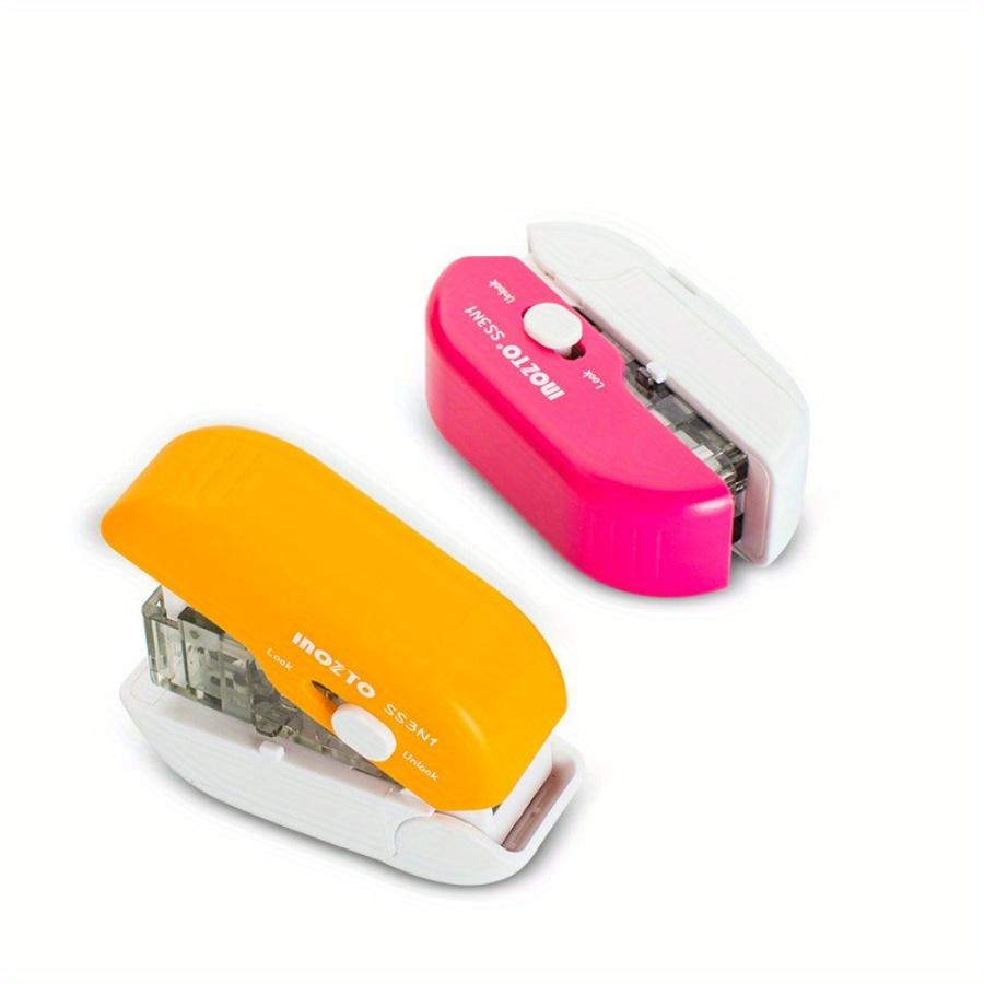 1 шт. Креативный степлер 3-в-1 Мини Портативный Нажимной Экономия усилий Многофункциональный Безигольный степлер Дырокол Открыватель для писем