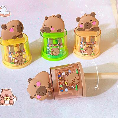 Kawaii Портативная точилка для карандашей Capybara Креативная точилка для карандашей с мультяшным рисунком Офисные школьные принадлежности Канцелярские принадлежности для студентов Подарки