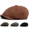 New Suede Newsboy Cap Autumn Winter Berets Retro Fashion Men Women Hats Casual Vintage Flat Caps For 55-59cm Head Circum Ference