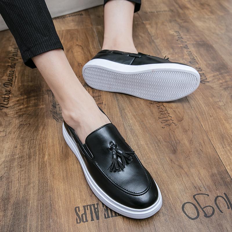 Модные мужские туфли с круглым носком Модные кожаные туфли с бахромой Свадьба Вечеринка на открытом воздухе Отдых на открытом воздухе Бизнес Вождение Мужская обувь