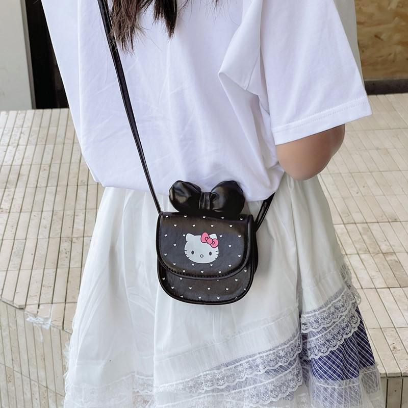 Cartoon Kids Print Mini Crossbody Bag With Bow Design For Toddlers