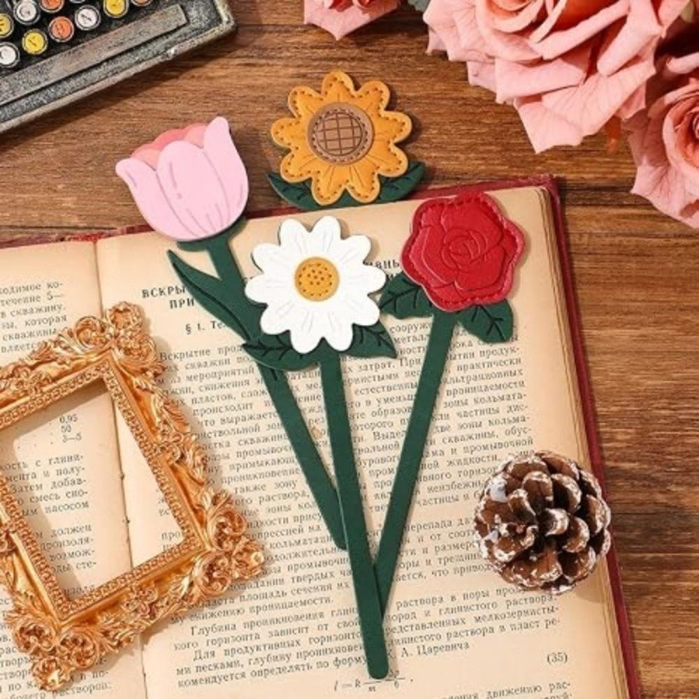 3D Embossed 3D Floral Bookmarks Creative Page Clips Cute Leather Bookmarks  Book Lovers