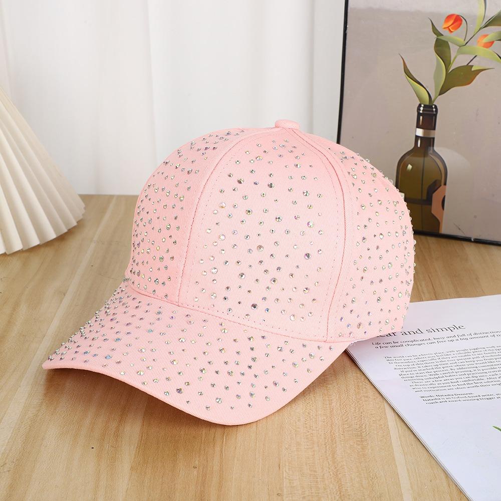 Creative Hotfix Rhinestones Baseball Cap Cotton Sunscreen hat Simple sunshade hat  Girl