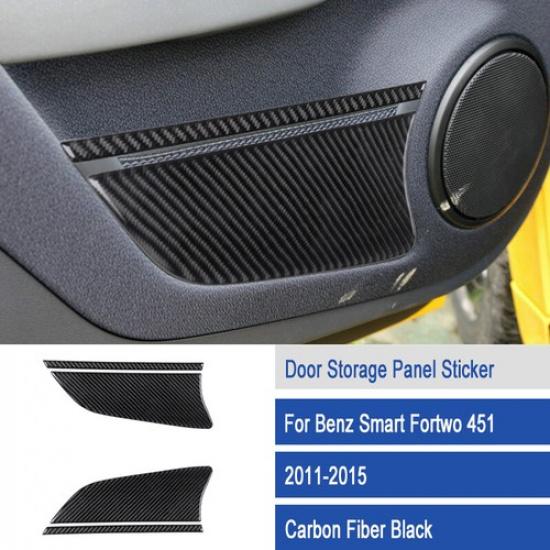 4x Carbon Fiber Door Storage Panel Cover Decoration For Benz Smart Fortwo 11-15
