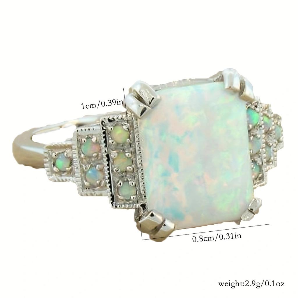 Ослепительные квадратные кольца, инкрустированные цветными камнями, серебряные металлические обручальные кольца для вечеринок для женщин