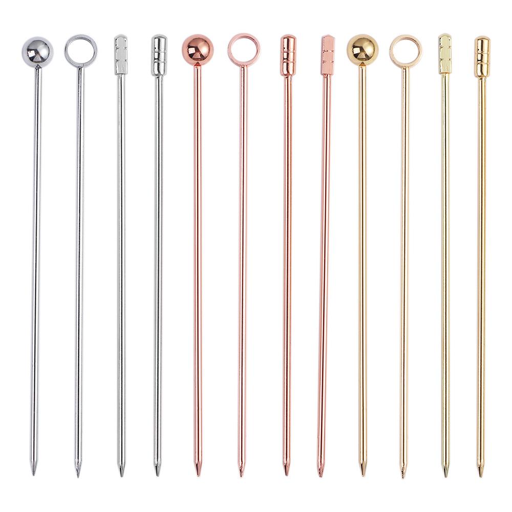5Pcs Stainless Steel Cocktail Sticks Fruit Sticks Reusable Drink Picks Toothpicks for Drinks