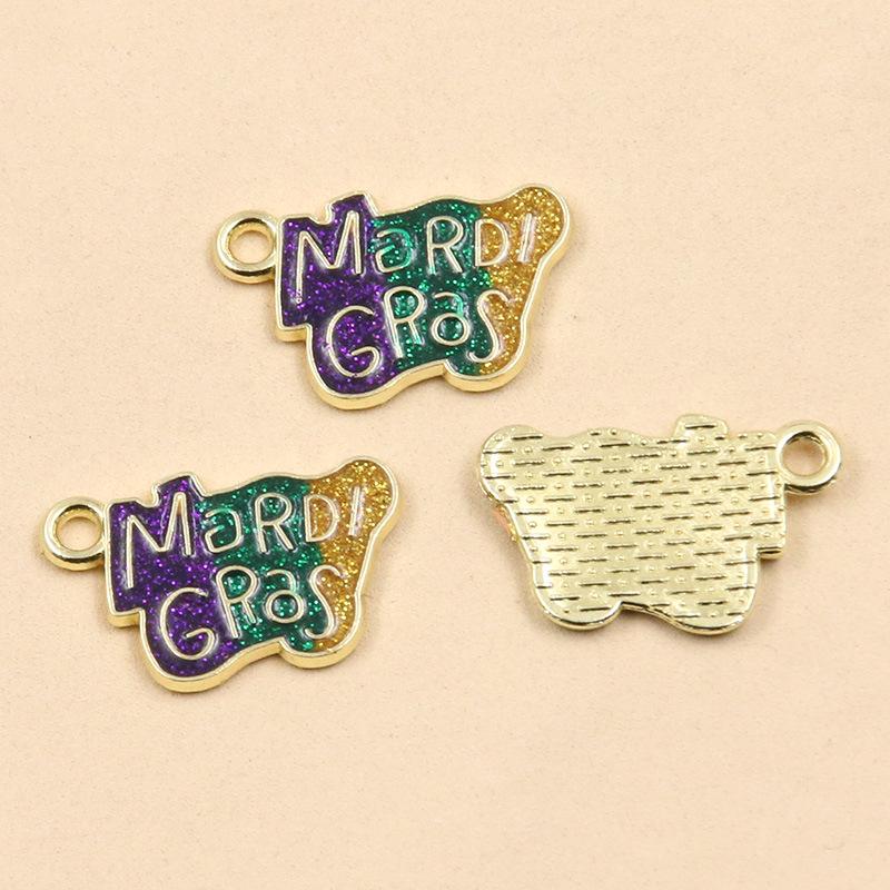 10 Styles Gold Drop Oil Pendant Charms for DIY Creative Mask & Party Jewelry Accessories