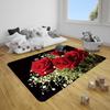 1Pcs Rose Pattern Floor Mat Modern Kitchen Polyester Rug Non-Slip Colorful Indoor Carpet, For Home Bathroom Bedroom Living Room Decor