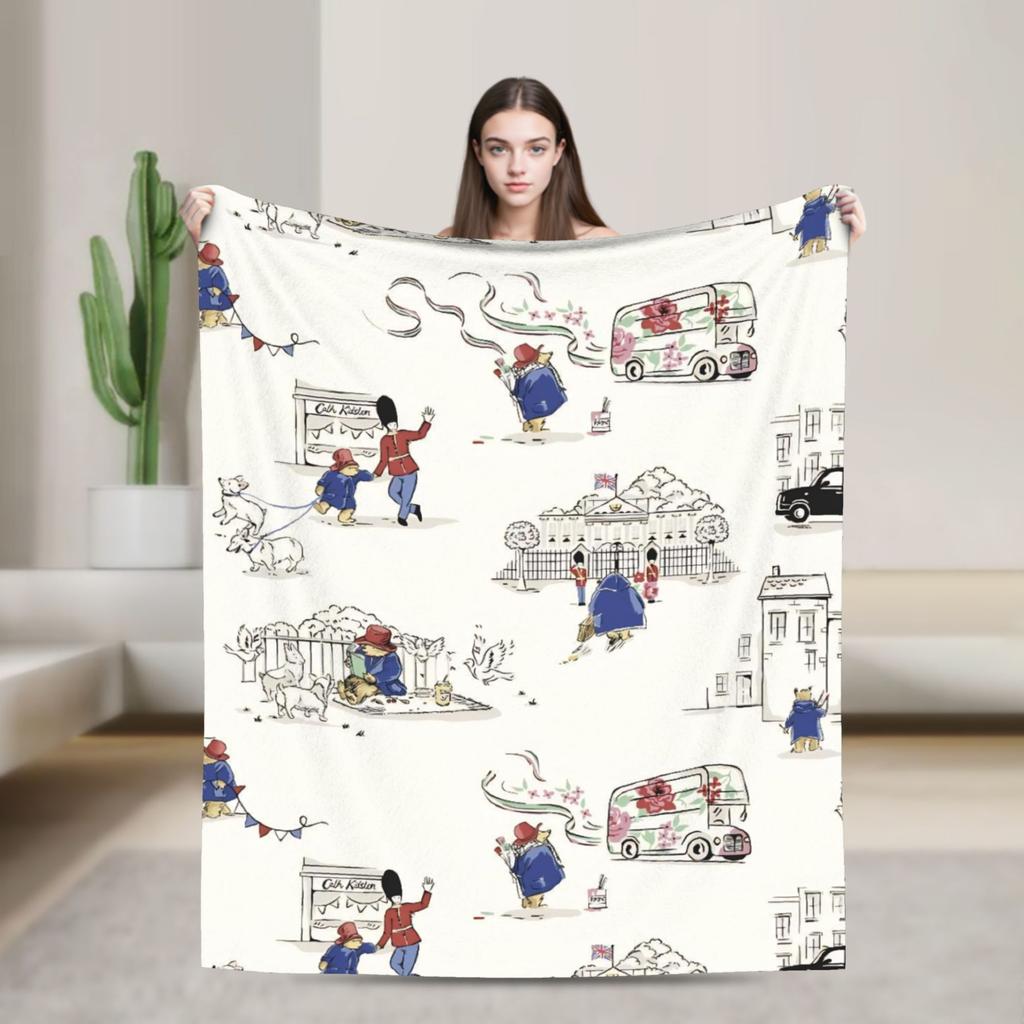 Blankets Britain Paddington Brown Bear Throw Blanket Flannel Bedspread For Couch Chair Sofa Bed Fluffy Sofa Bed Cover