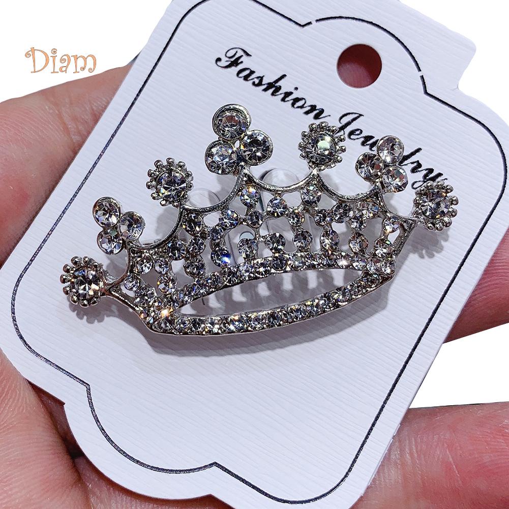 Diamonding Jewelry Crown Shape Crystal Stone Faux Pearl Lapel Brooch Pin Suit Collar Badge