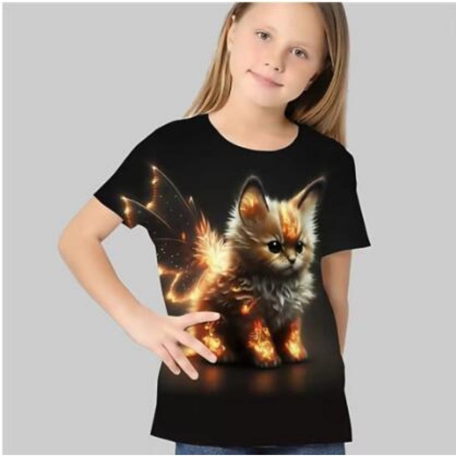 Детские футболки с коротким рукавом и 3D-принтом, повседневные футболки для девочек, детские летние футболки с круглым вырезом