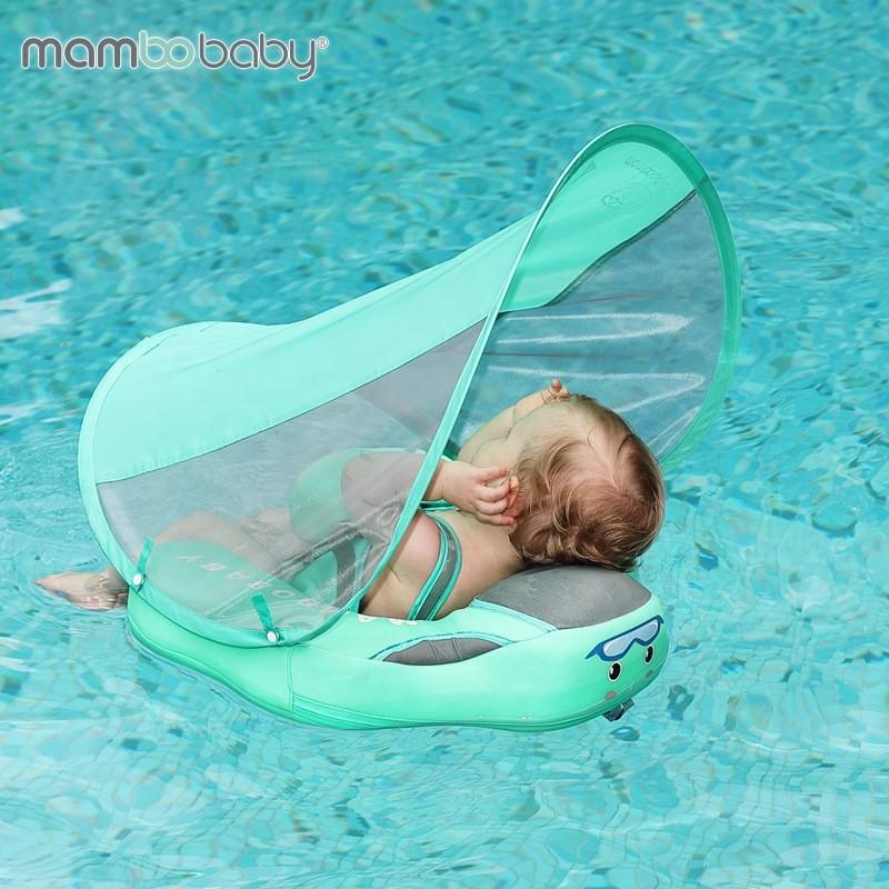 Надувной круг-поплавок Mambobaby для младенцев и малышей без надувания, с козырьком от солнца, для бассейна