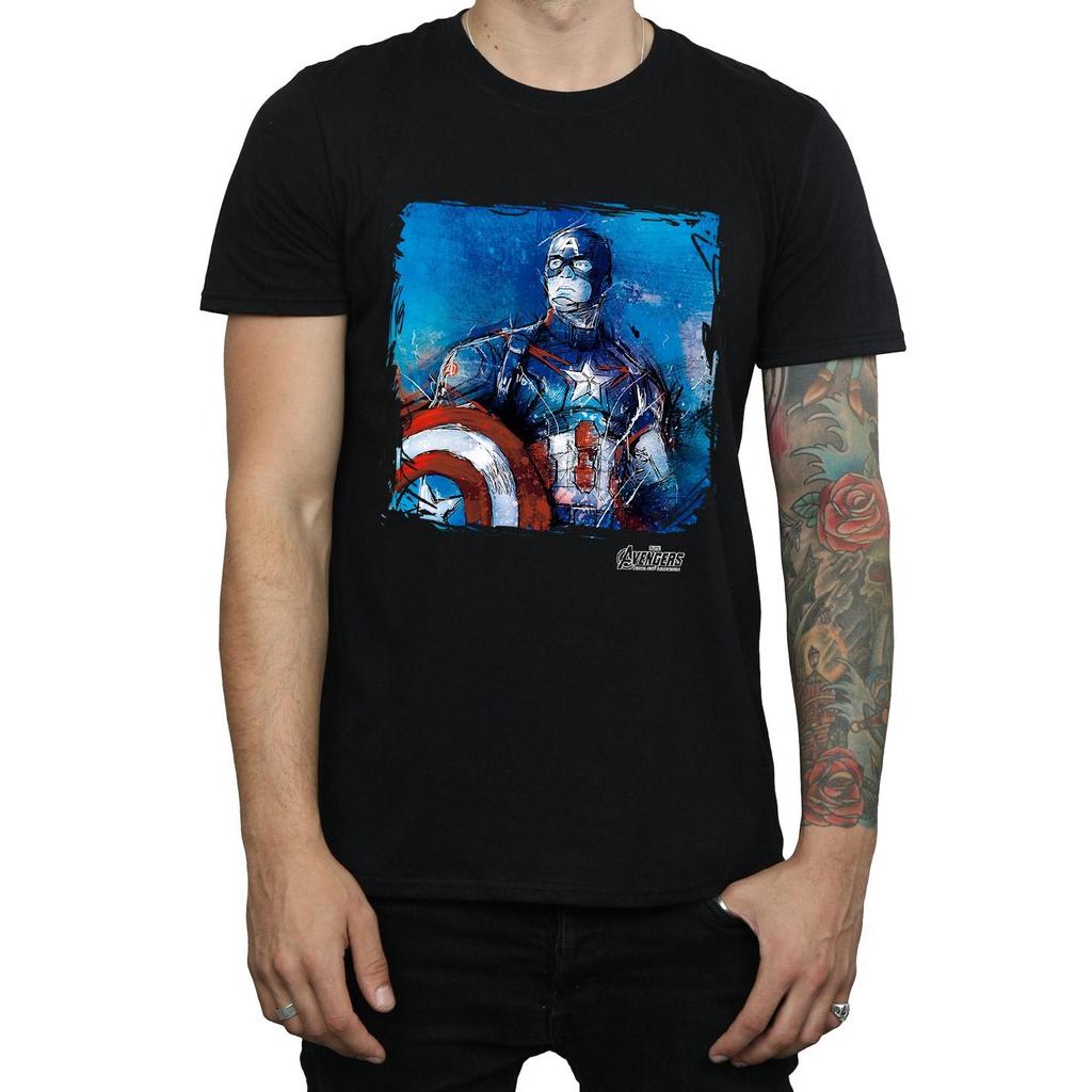 Captain America Mens Art Cotton T-Shirt