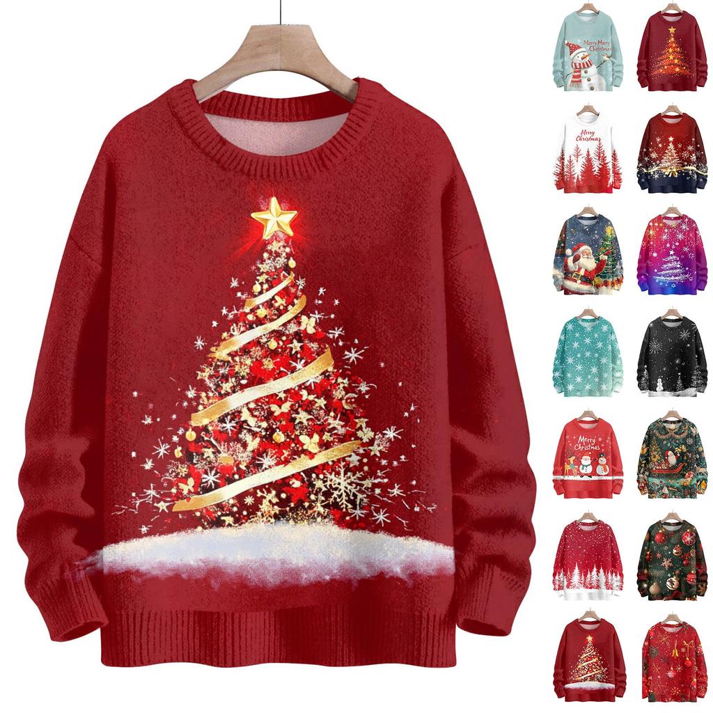 Christmas Sweatshirts For Women Knit Sweater Cute Shirt Fall Crewneck Pullover Tops