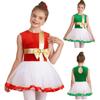 Kids Girls Christmas Dance Costume Sequins Bowknot Tutu Dress Party Performance Figure Skating Ballet Dress